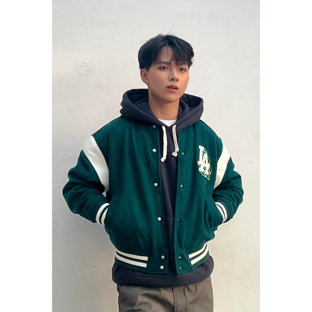 Áo khoác bóng chày chính hãng MLB Los Angeles Dodgers Dark Green Varsity Jacket