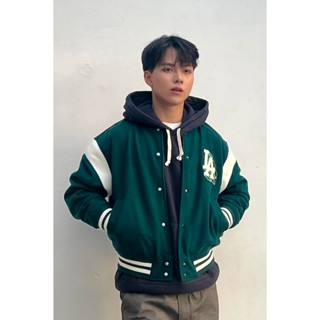 Áo khoác bóng chày chính hãng MLB Los Angeles Dodgers Dark Green Varsity Jacket