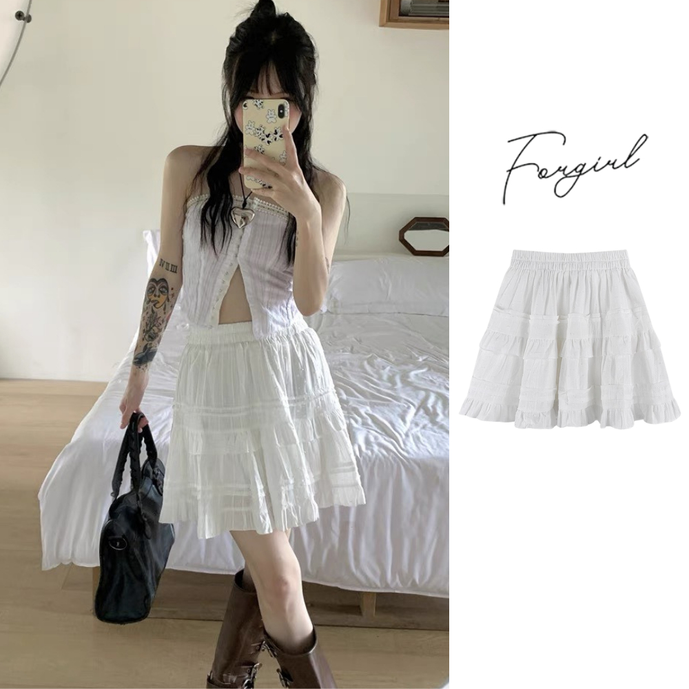 Chân váy ren xòe xêp tầng Forgirl dáng ngắn T028