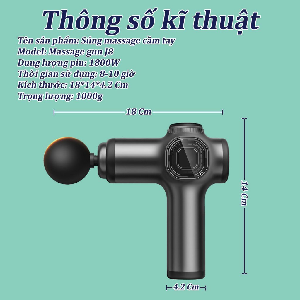 Súng massage cầm tay 8 Đầu 99 Chế Độ, Súng Massage Cầm Tay, Súng Massage Cổ Vai Gáy Tại Nhà