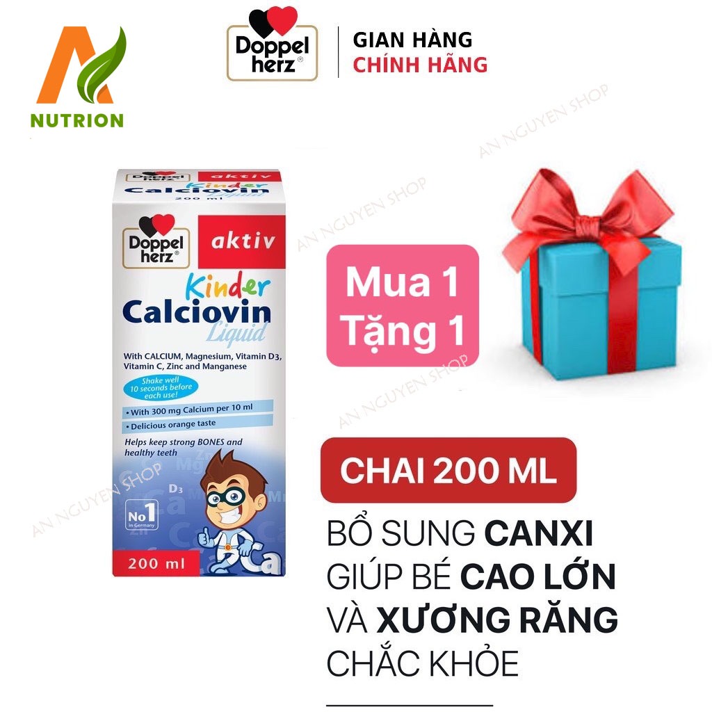 [TPCN Nhập Khẩu] Siro bổ sung Canxi hữu cơ dành cho bé Doppelherz Aktiv Kinder Calciovin Liquid (Cha