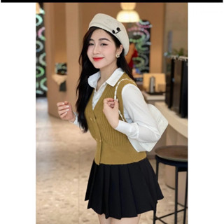  Áo len gile nữ lông thỏ cúc tim siêu mềm  mượt 