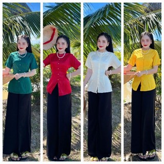 Bà ba gấm tay ngắn/bà ba cổ tròn gấm/ sét bà ba cổ tròn