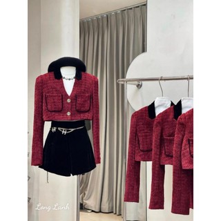 Sét dạ tweed quần sooc tafta hàng cao cấp