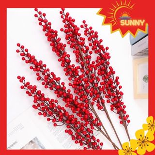 Cành đào đông cherry đỏ trang trí tết 2025 Ất Tỵ, hoa giả nhành 12 quả hàng loại 1 siêu bền