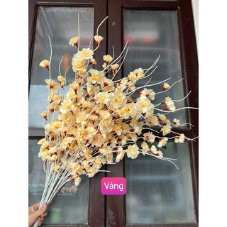 lcành đào râu trang trí hoa vải lụa