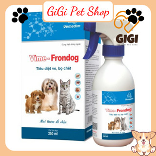 Xịt trị ruồi muỗi diệt ve rận bọ chét chó mèo Vime-Frondog 250ml an toàn cho thú cưng mang thai đang bú - GiGi Pet ĐN