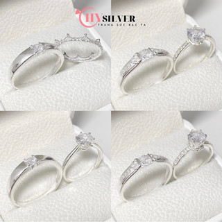 Nhẫn đôi bạc CHY SILVER đính đá bạc thật ND02