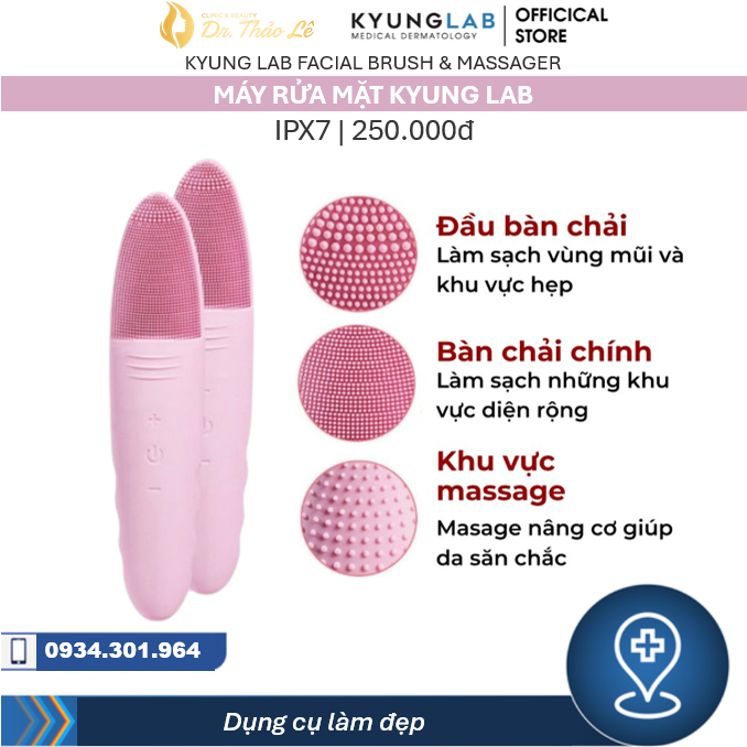Máy Rửa Mặt Kyunglab Massage 5 Chế độ Kyung Lab Facial Brush &amp; Massager - Chống Lão Hóa, Làm Sạch Sâu, Ngăn Ngừa Mụn