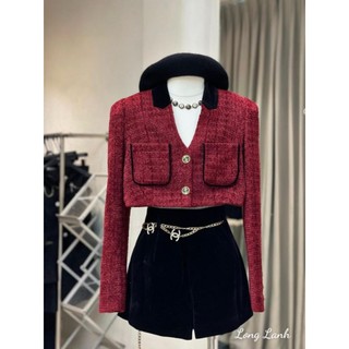 Sét dạ tweed quần sooc tafta hàng cao cấp