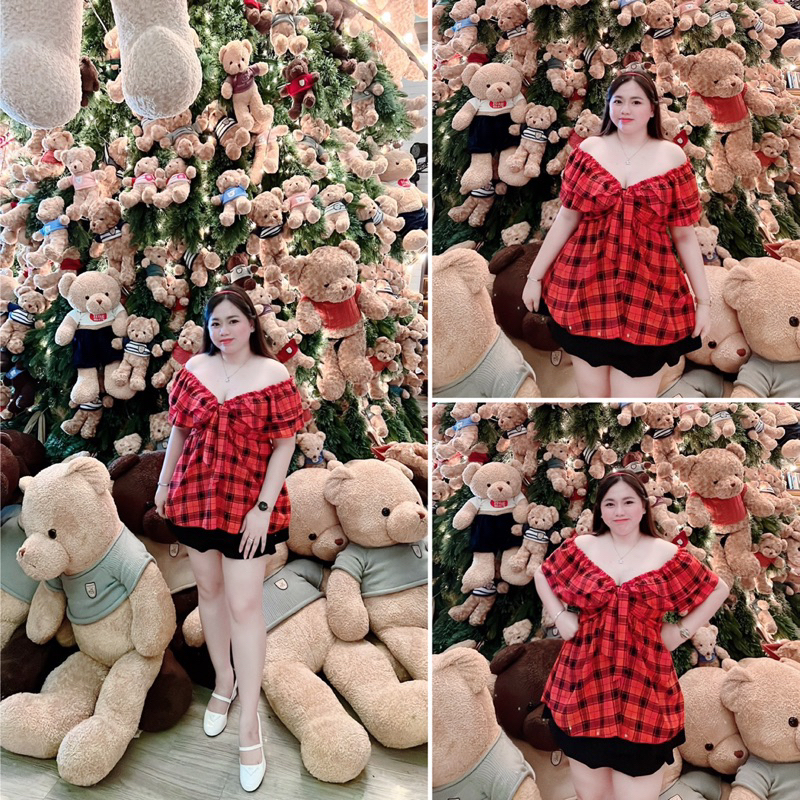 [BigSize 65-90kg]Áo trễ vai thắt dây