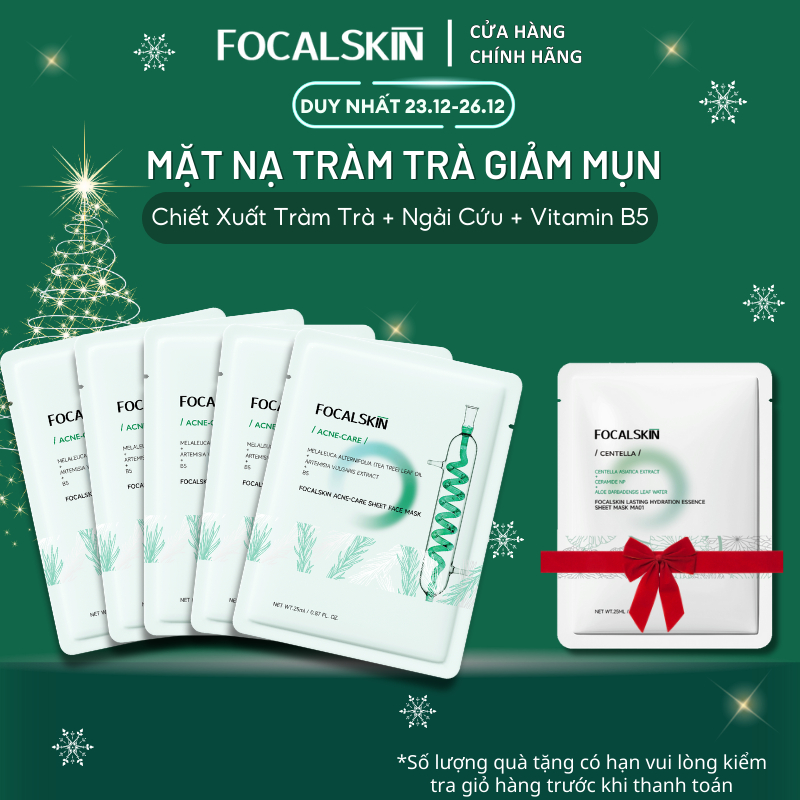 FOCALSKIN Mặt Nạ Tràm trà Úc dành cho da mụn Làm Mờ Vết Thâm Dưỡng Ẩm Làm Dịu