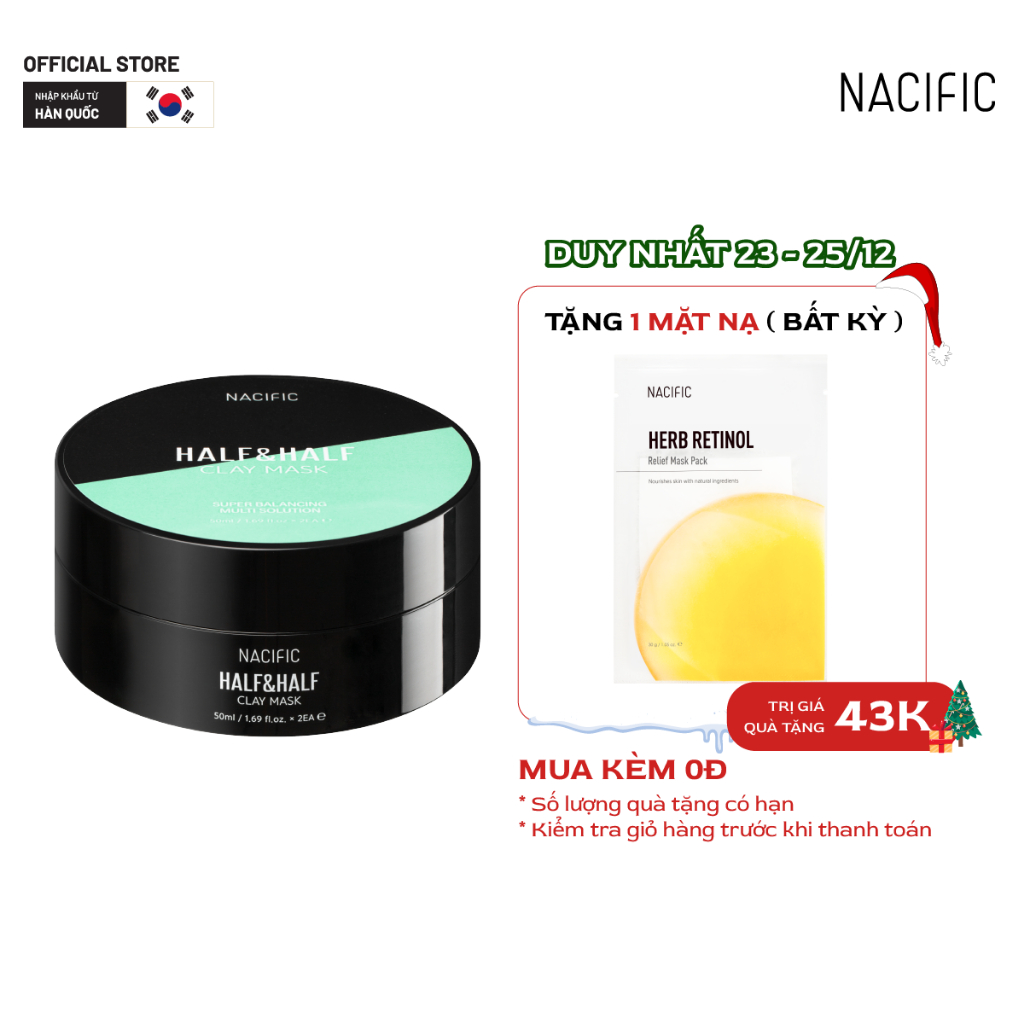 Mặt nạ đất sét 2 ngăn hỗ trợ loại bỏ bã nhờn & làm dịu da Half & Half Clay Mask 100ml