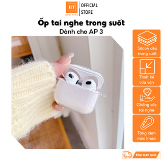 Ốp Silicon Hộp Sạc AP 3 trong suốt, mềm dẻo, ốp chống sốc, tặng kèm móc khoá