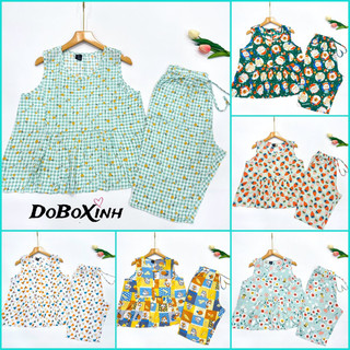Đồ bộ tole, bộ lanh lửng mặc nhà sát nách babydoll vnxk f21 doboxinh