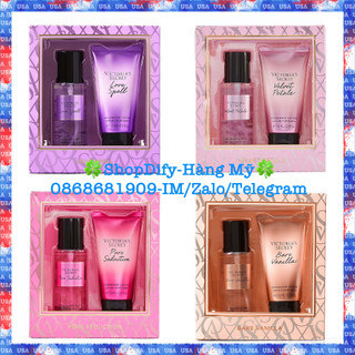 {Chính hãng Mỹ, Mẫu mới nhất} Bộ Quà Tặng Xịt Thơm Và Dưỡng Thể VICTORIA'S SECRET VS Mini Mist Lotion Gift Set 75ml x 2