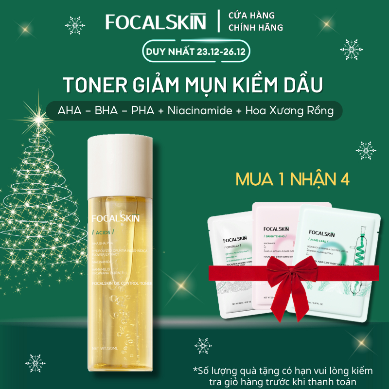 FOCALSKIN Toner Hoa Xương Rồng AHA BHA PHA Hỗ Trợ Sạch Bụi Bẩn Dầu Thừa Mụn Đầu Đen Trên Da 30ml