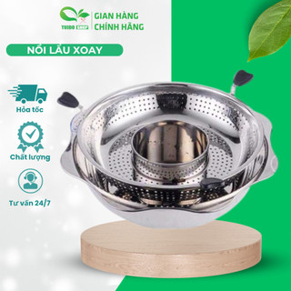 Nồi Lẩu Xoay 2 Tầng TUIDO SHOP Nồi Lẩu Đa Năng Hàn Quốc Inox Cao Cấp Dùng Được Cả Bếp Ga, Bếp Từ, Bếp Hồng Ngoại NLX 02