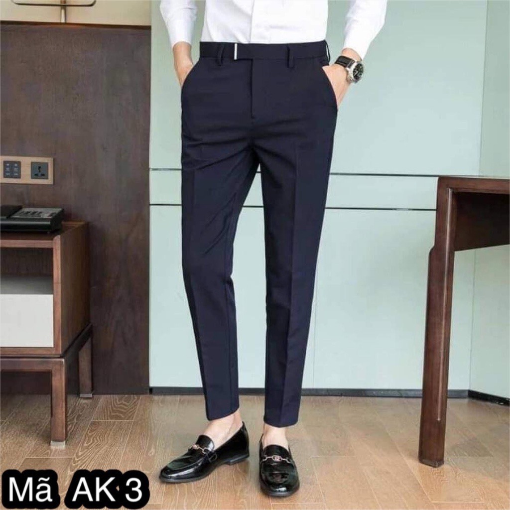 Quần âu nam đen mix kẹp thay thắt lưng , quần tây nam dáng ôm fom slimfit , phong cách công sở hàn quốc