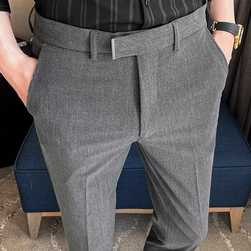 Quần âu nam đen mix kẹp thay thắt lưng , quần tây nam dáng ôm fom slimfit , phong cách công sở hàn quốc