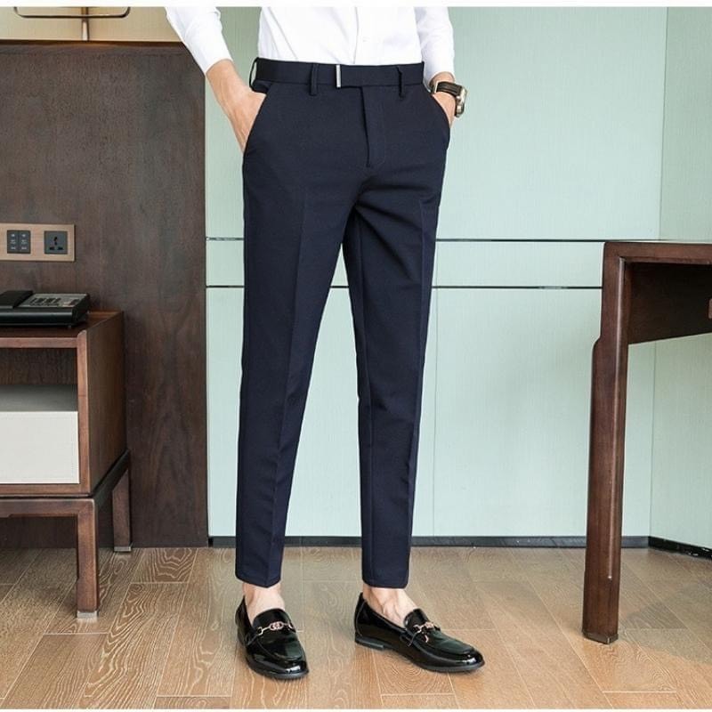 Quần âu nam đen mix kẹp thay thắt lưng , quần tây nam dáng ôm fom slimfit , phong cách công sở hàn quốc
