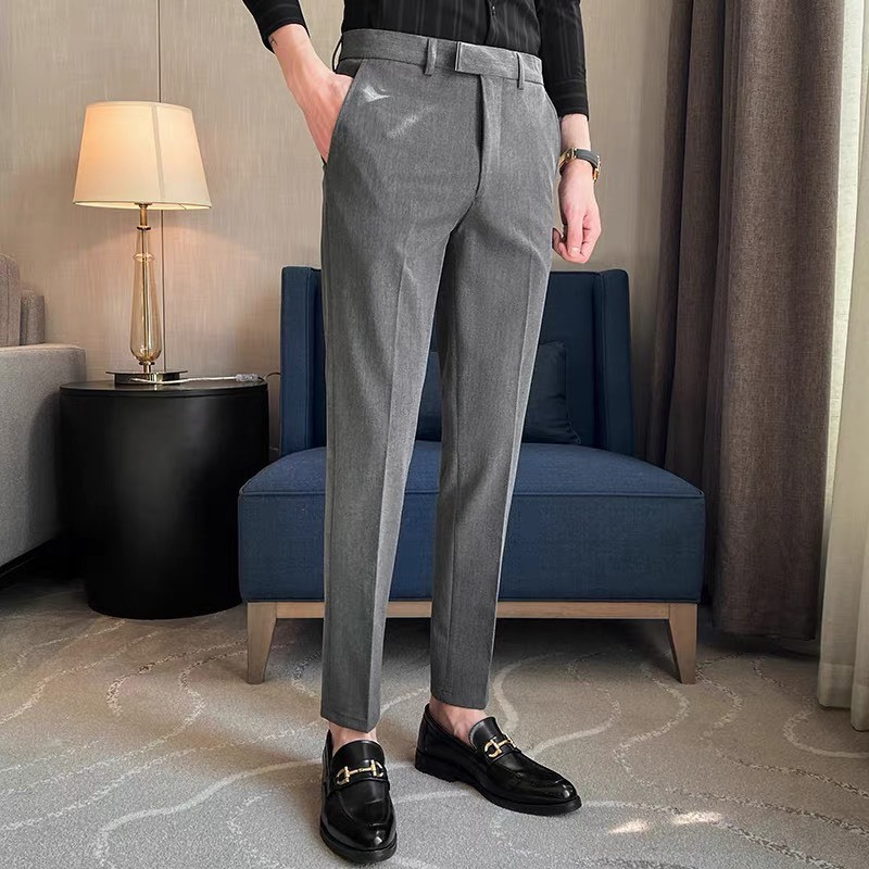 Quần âu nam đen mix kẹp thay thắt lưng , quần tây nam dáng ôm fom slimfit , phong cách công sở hàn quốc