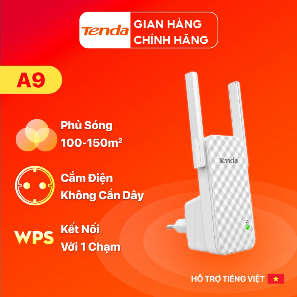 Bộ Mở Rộng Sóng WiFi Tenda A9 Chuẩn N 300Mbps - Hàng Chính Hãng