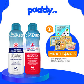Sữa Tắm & Dầu Xả Ngừa Viêm Da & Cấp Ẩm Cho Chó Mèo Tropiclean Oxymed 592ml