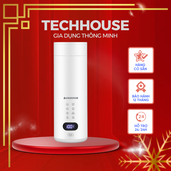 Bình nước đun sôi ChiGoTMD GROUP 400ml - 4 mức nhiệt chính xác, pha trà, sữa, mì tôm cafe - Tinh tế, nhỏ gọn mang theo
