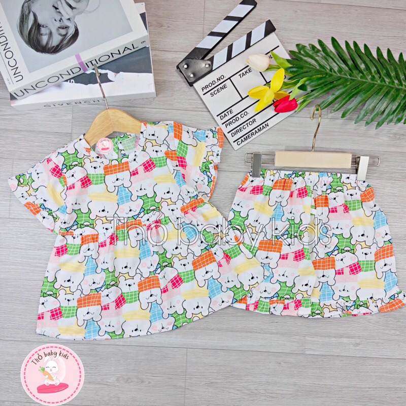 Đồ bộ tole/lanh bé gái, bộ lanh tay ngắn mặc nhà bé gái shop thỏ baby kids