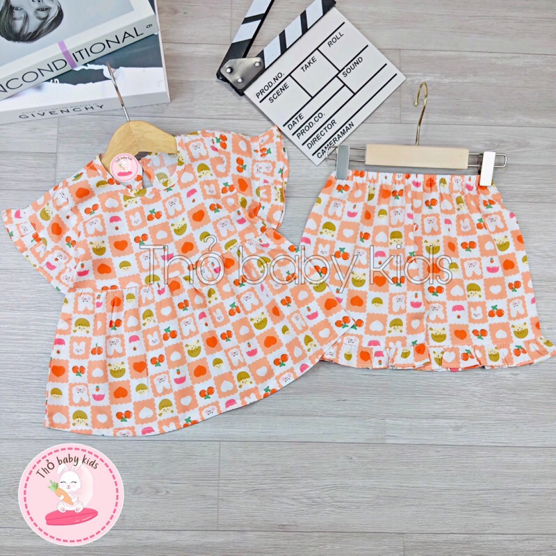 Đồ bộ tole/lanh bé gái, bộ lanh tay ngắn mặc nhà bé gái shop thỏ baby kids