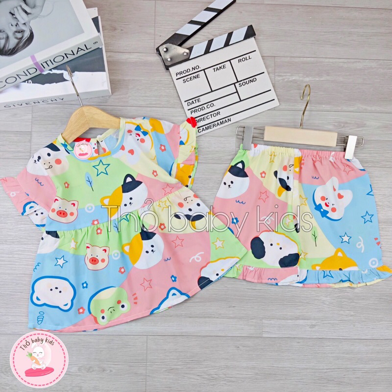 Đồ bộ tole/lanh bé gái, bộ lanh tay ngắn mặc nhà bé gái shop thỏ baby kids