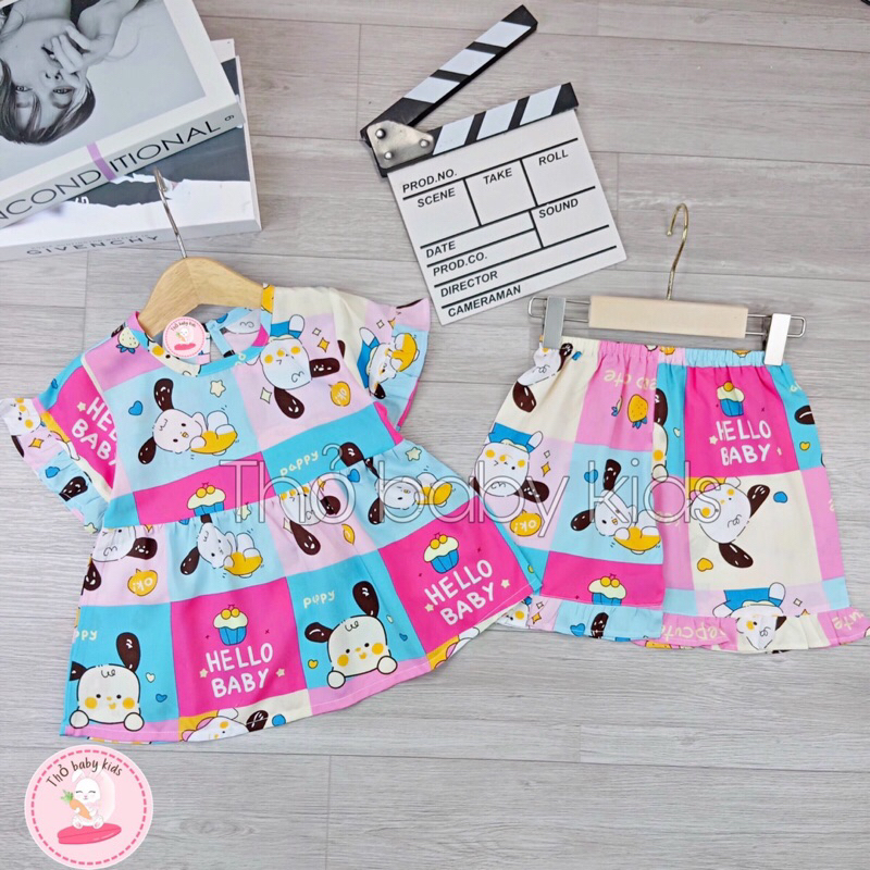 Đồ bộ tole/lanh bé gái, bộ lanh tay ngắn mặc nhà bé gái shop thỏ baby kids