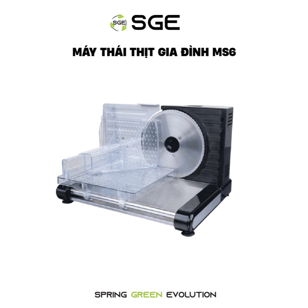 Máy Thái Cắt Thịt Gia Đình SGE MS6-G2 Gọn Trọng Lượng Nhẹ Dễ Dùng Tiết Kiệm Điện Lưỡi Cắt Inox 304