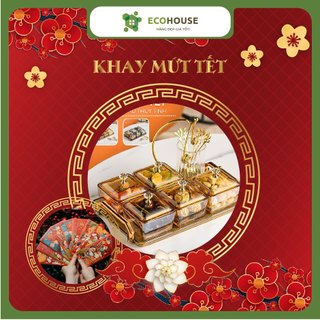 Khay đựng mứt tết giáp thìn 2024 - 6 hũ đựng sang trọng, hũ đựng mứt tết, hạt dưa sang trọng, bánh kẹo ngày tết