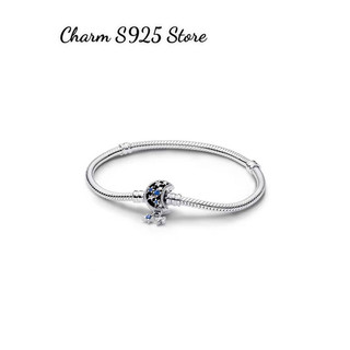 Vòng tay pan ale dây mềm khoá mặt trăng ngôi sao bạc s925 thuần khiết hàng cao cấp