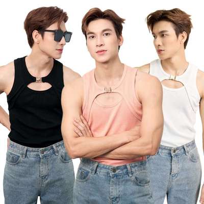 Áo Thun Ba Lỗ Tanktop Phối Khóa Kéo Giữa Form Body Thun Tăm Gân Cao Cấp Thương Hiệu Mr Twins
