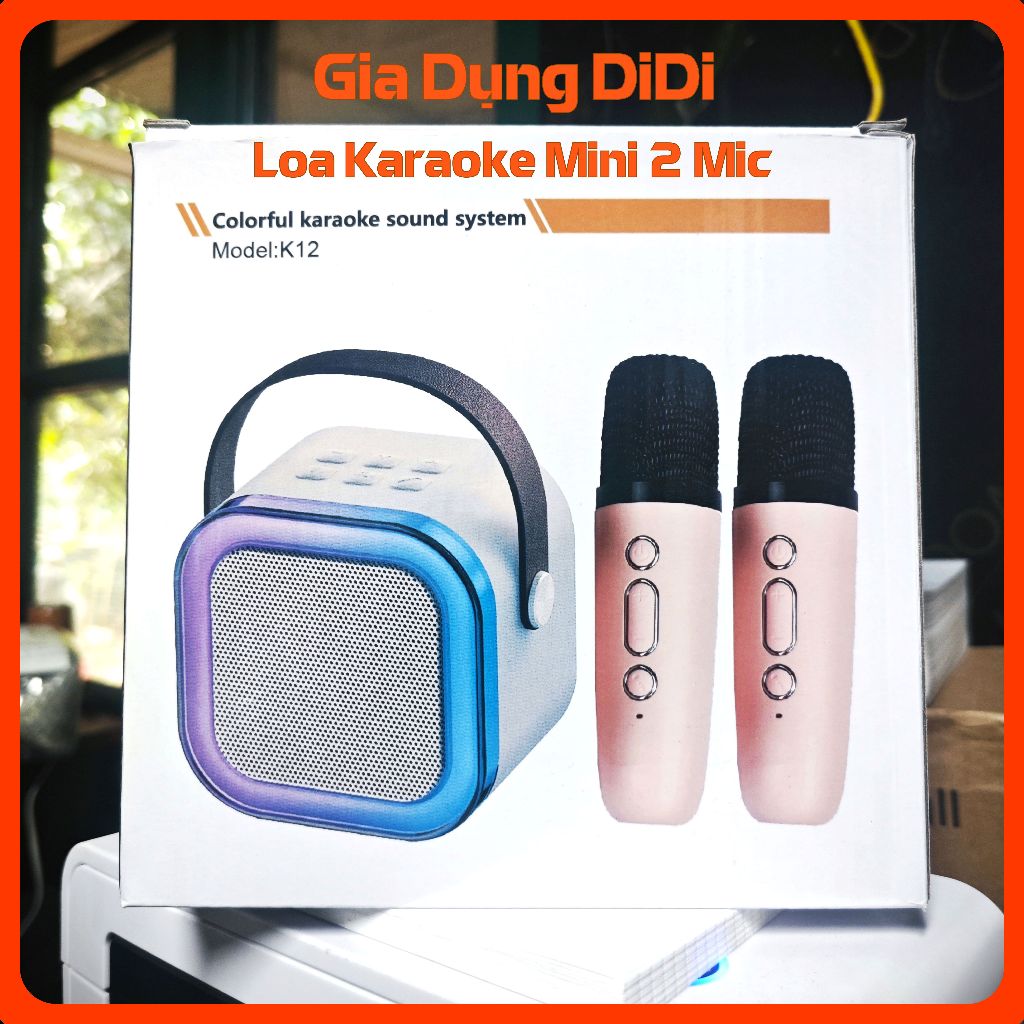 Loa Karaoke Mini Bluetooth Kinyo K12 Với 2 Micro Cùng Mặt Đèn LED RGB - Gia dụng DiDi