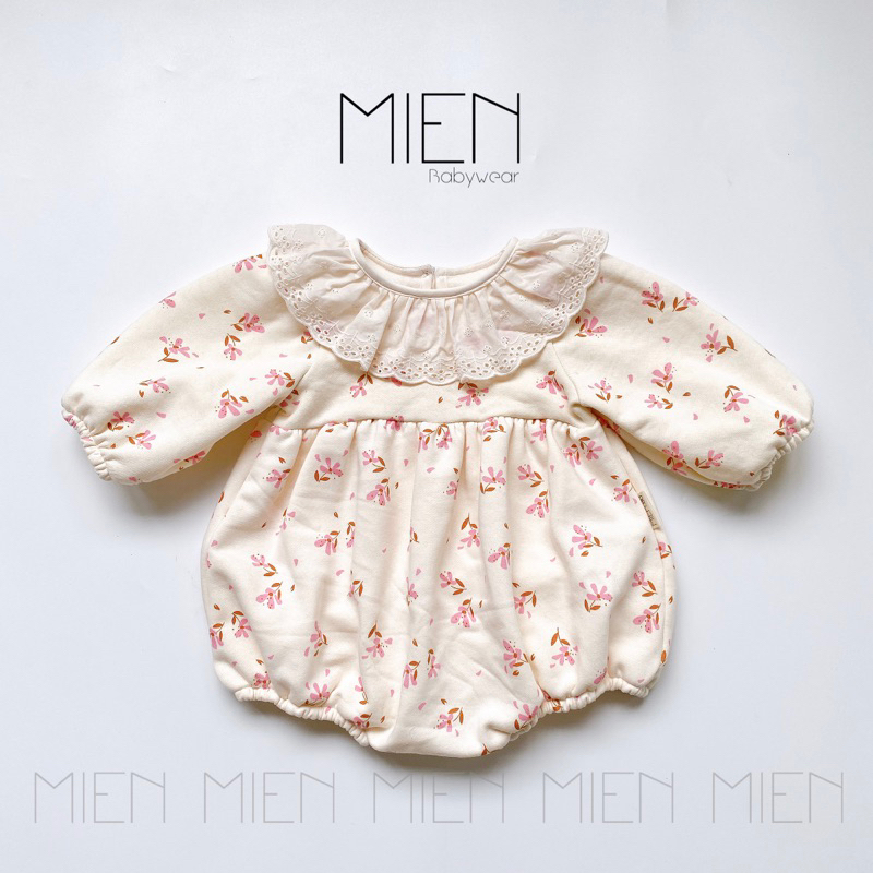 (R49) Bodysuit nỉ bông cổ ren tròn MIEN cho bé gái
