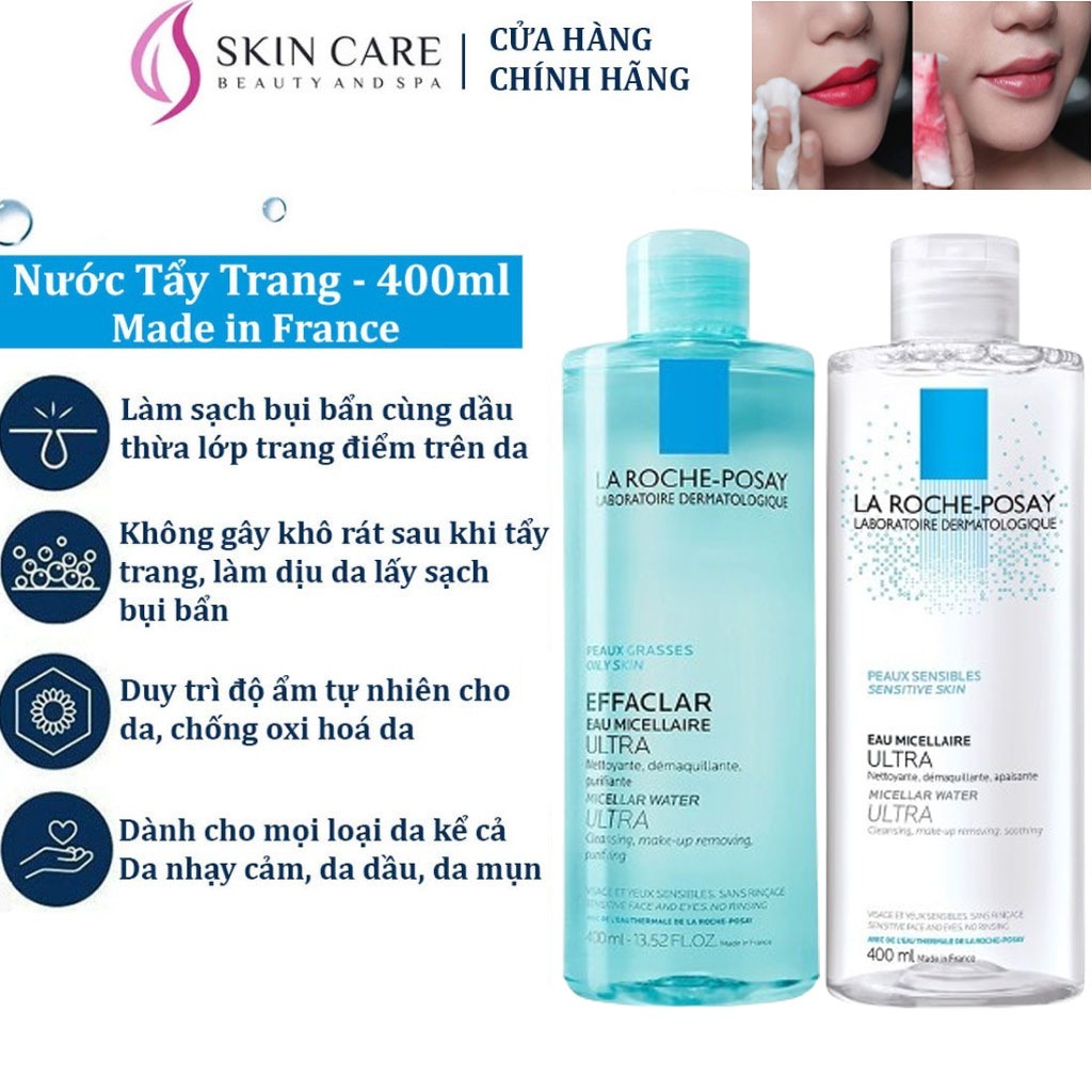 Nước tẩy trang La Roche-Posay sản xuất tại Pháp giúp làm sạch da dành cho da dầu và da nhạy cảm 400ml