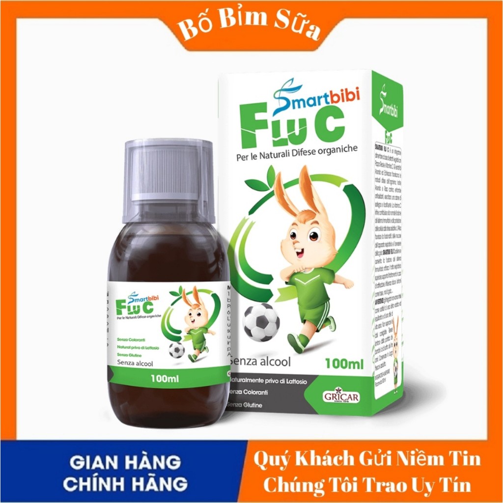 Smartbibi Flu C - Siro Tăng Đề Kháng Đường Hô Hấp Trên Giảm Cơn Ho Do Cảm Cúm Giảm Đau Họng Hắt Hơi Cho Trẻ