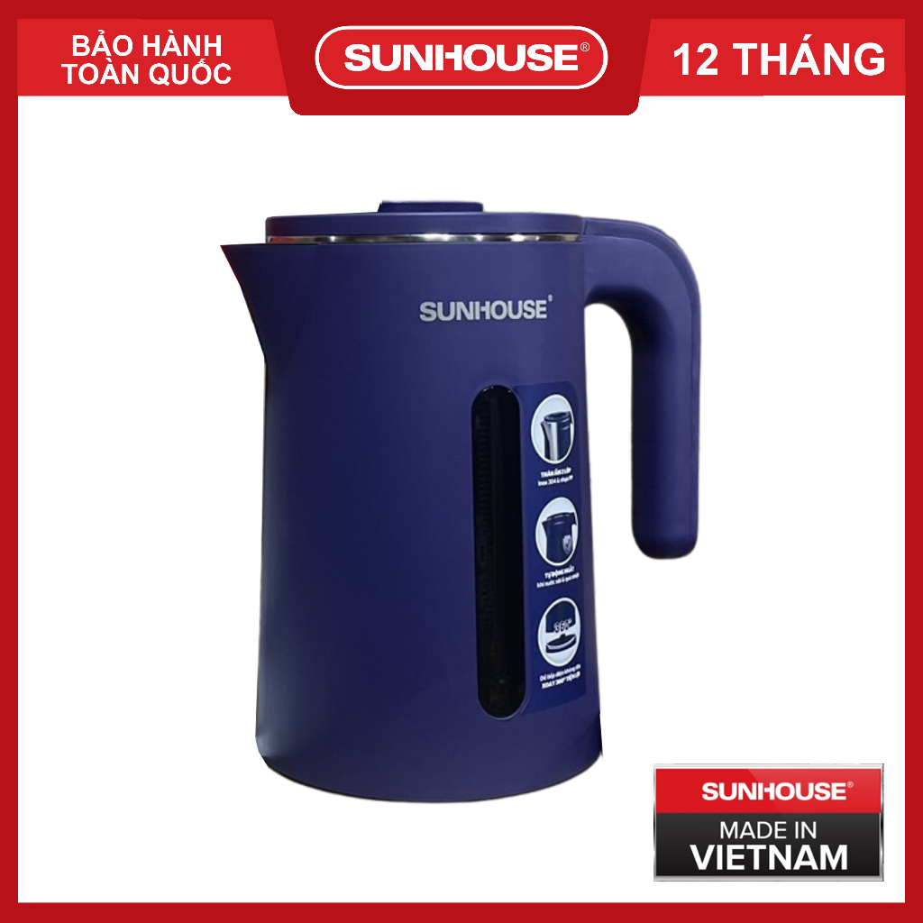 Ấm siêu tốc inox 2 lớp 1.8L SUNHOUSE SHD1355 - Bảo hành chính hãng 12 tháng