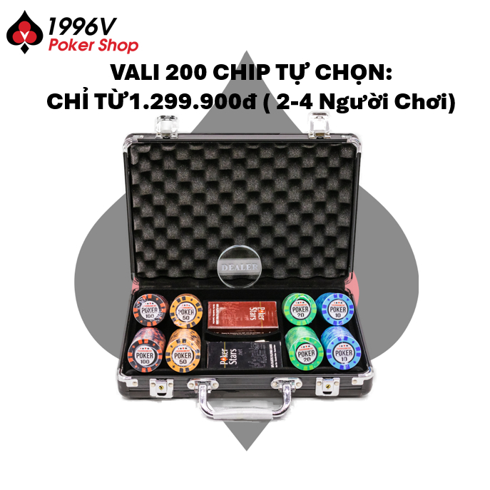 Chip Poker có số, phỉnh Tournament Poker chip set Pocker đất nung - 1996V Poker Shop