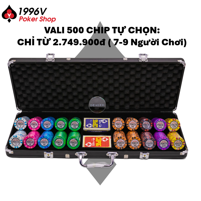 Chip Poker có số, phỉnh Tournament Poker chip set Pocker đất nung - 1996V Poker Shop