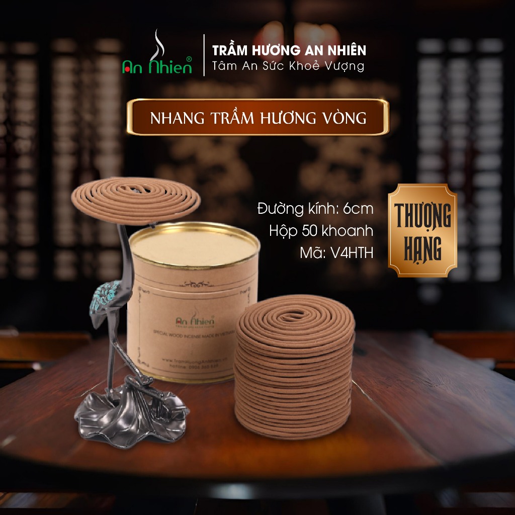 Nhang Vòng Trầm Thượng Hạng Trầm Hương Nguyên Bản Tự Nhiên Xông Nhà Thơm Phòng Tẩy Uế Trầm Hương An Nhiên V4HTH