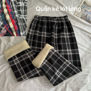 Quần kẻ caro lót lông cừu ấm áp , quần vải 2 lớp lót lông 4 phối màu hot trend