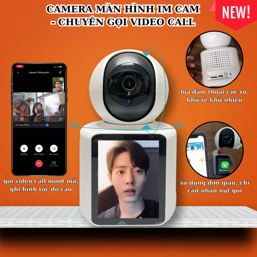 Camera màn hình gọi video call - ghi hình 24/24 - âm thanh đàm thoại - camera IM Cam (BH 2 năm)