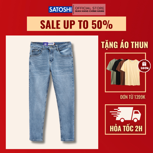 Quần Jean nam Satoshi SAQJ70 Cerulean Slimfit tôn dáng, trẻ trung , chất liệu co giãn ít