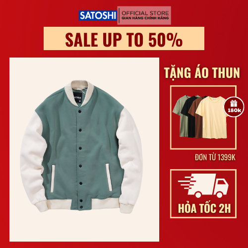 Áo khoác Bomber nam nữ Satoshi 23AK009 dài tay, phối nút cài form rộng, thời trang, năng động