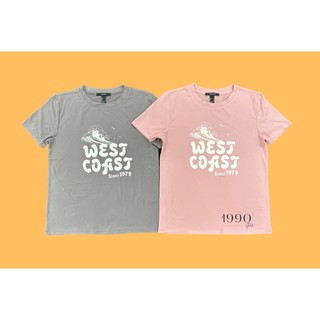 Áo thun form basic chất cotton lụa co giẫn 4c in chữ 2 màu xám và hồng vnxk nối chuyền